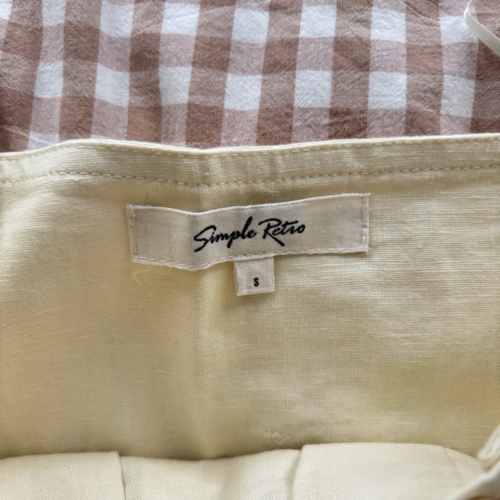 SimpleRetro Elegant Cream A-Line Linen/Cotton Skirt - Picture 4 of 7